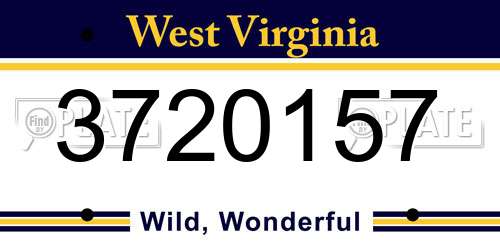 3720157 West Virginia License Plate