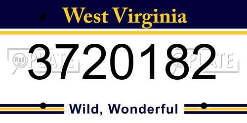 3720182 West Virginia License Plate