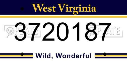 3720187 West Virginia License Plate