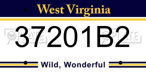 37201B2 West Virginia License Plate