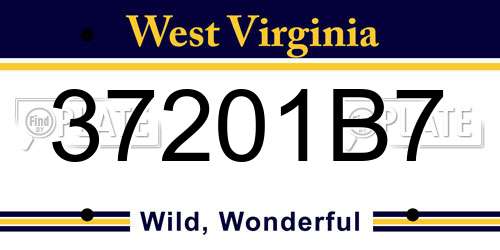 37201B7 West Virginia License Plate