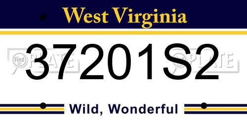 37201S2 West Virginia License Plate