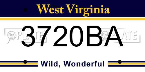 3720BA West Virginia License Plate