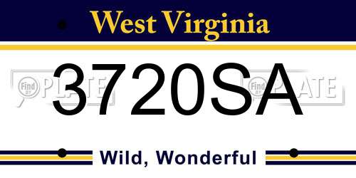 3720SA West Virginia License Plate