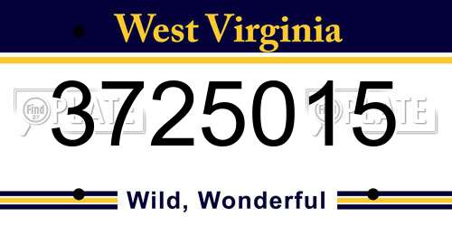 3725015 West Virginia License Plate
