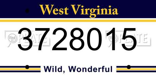 3728015 West Virginia License Plate