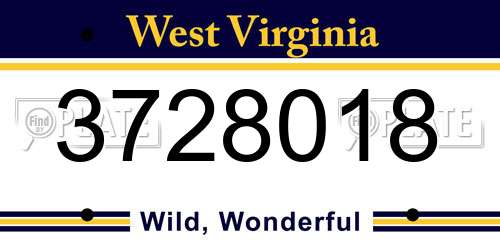 3728018 West Virginia License Plate