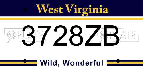 3728ZB West Virginia License Plate