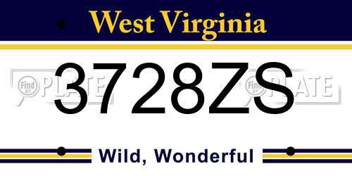3728ZS West Virginia License Plate