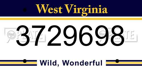 3729698 West Virginia License Plate