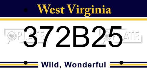 372B25 West Virginia License Plate