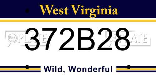 372B28 West Virginia License Plate