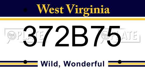 372B75 West Virginia License Plate
