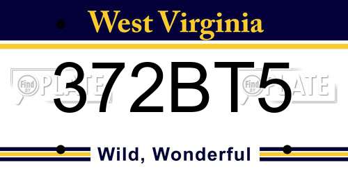 372BT5 West Virginia License Plate