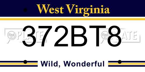 372BT8 West Virginia License Plate