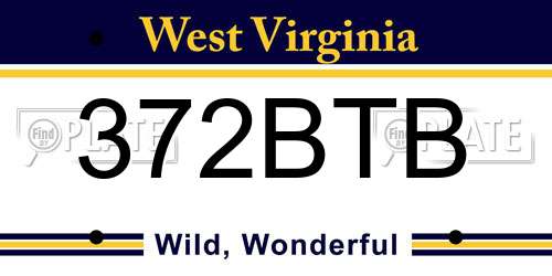372BTB West Virginia License Plate