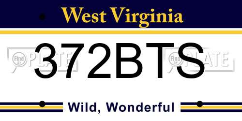 372BTS West Virginia License Plate