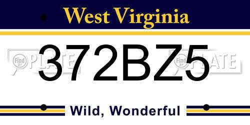 372BZ5 West Virginia License Plate