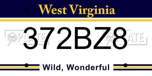 372BZ8 West Virginia License Plate