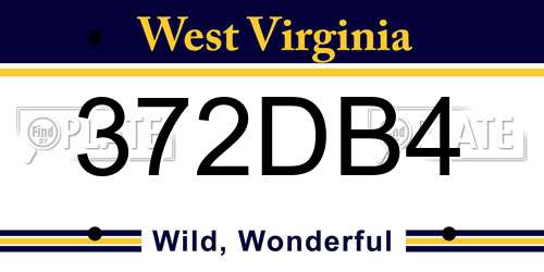 372DB4 West Virginia License Plate