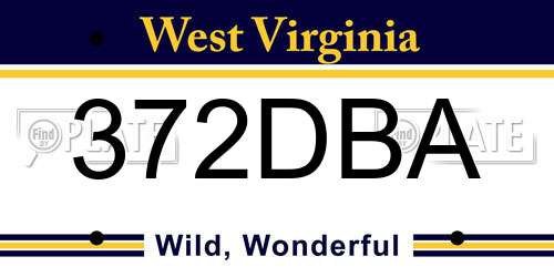 372DBA West Virginia License Plate