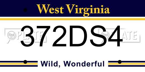 372DS4 West Virginia License Plate