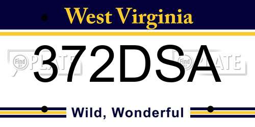 372DSA West Virginia License Plate