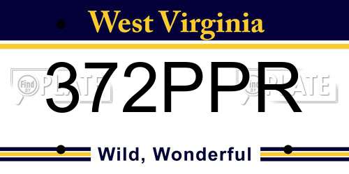 372PPR West Virginia License Plate