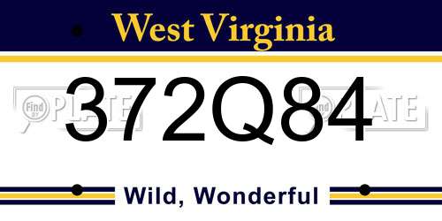 372Q84 West Virginia License Plate