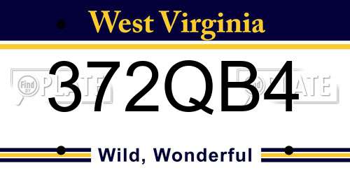 372QB4 West Virginia License Plate