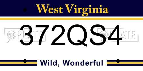 372QS4 West Virginia License Plate