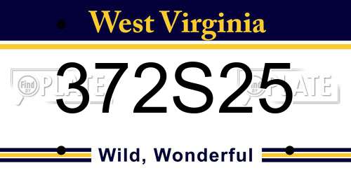372S25 West Virginia License Plate