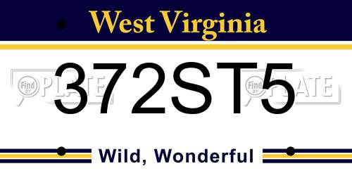 372ST5 West Virginia License Plate