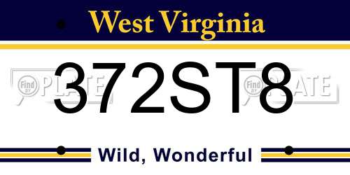 372ST8 West Virginia License Plate