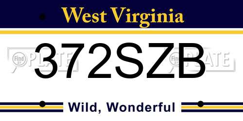 372SZB West Virginia License Plate