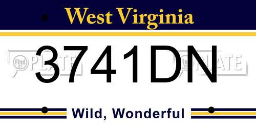 3741DN West Virginia License Plate
