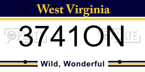 3741ON West Virginia License Plate