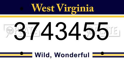 3743455 West Virginia License Plate