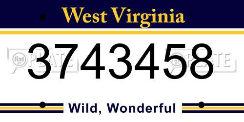 3743458 West Virginia License Plate