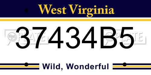 37434B5 West Virginia License Plate