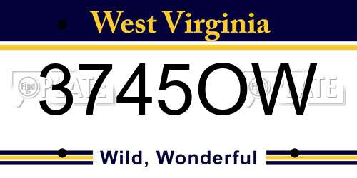 3745OW West Virginia License Plate