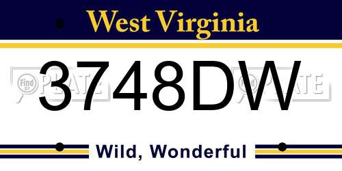 3748DW West Virginia License Plate