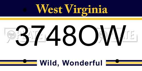 3748OW West Virginia License Plate