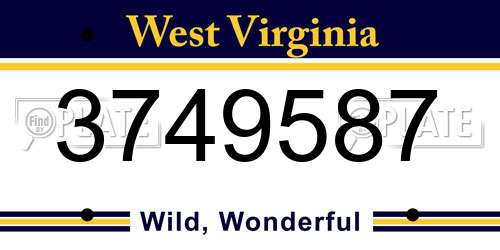 3749587 West Virginia License Plate