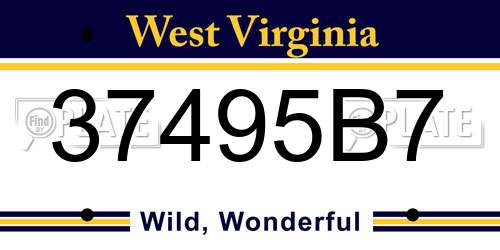 37495B7 West Virginia License Plate
