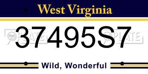 37495S7 West Virginia License Plate
