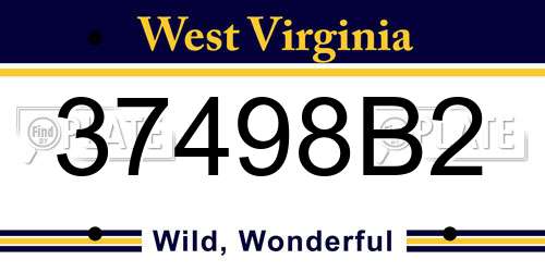 37498B2 West Virginia License Plate