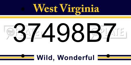 37498B7 West Virginia License Plate