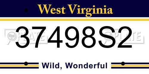 37498S2 West Virginia License Plate