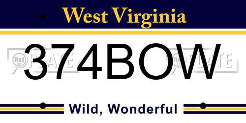 374BOW West Virginia License Plate